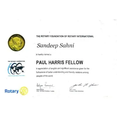 Paul Harris Fellow Recognition - Rotary International