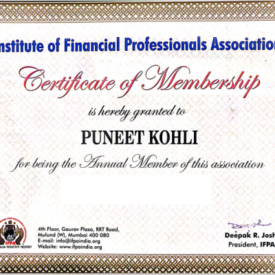 Institute of Financial Professionals Association - Sahayak Associates - Puneet Kohli